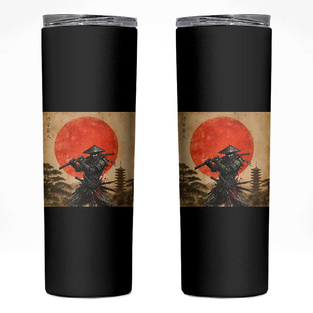 Japanese Samurai Skinny Tumbler Warrior With Katana Vintage Ukiyoe Style