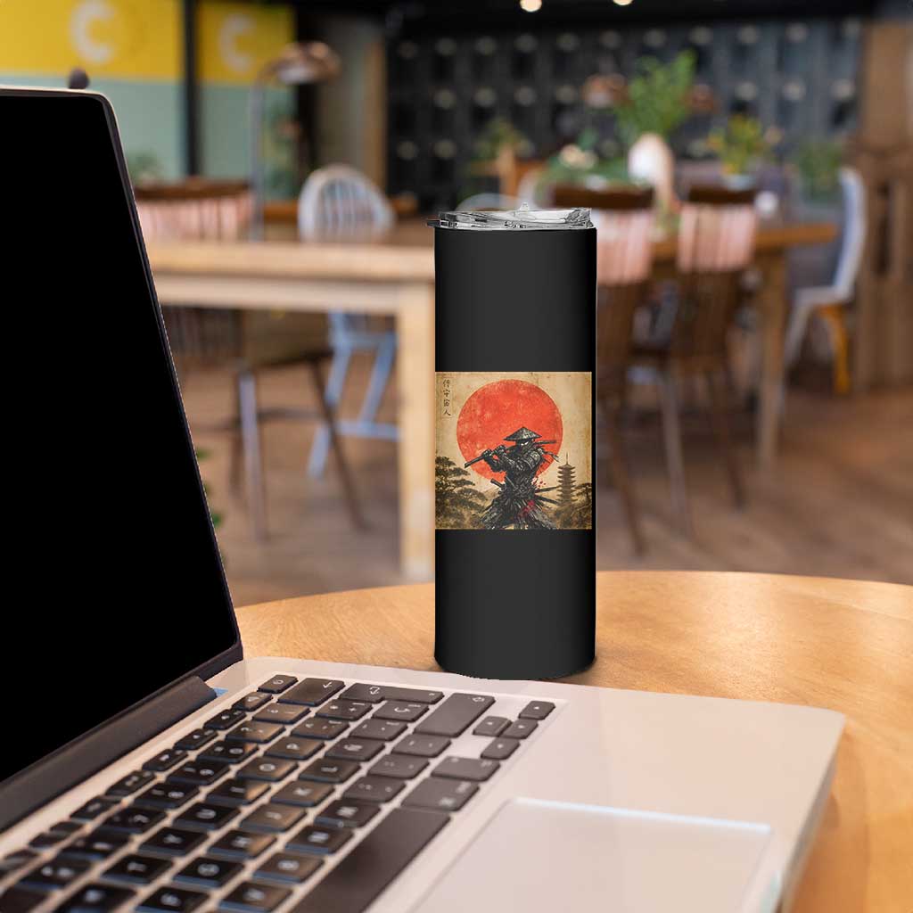 Japanese Samurai Skinny Tumbler Warrior With Katana Vintage Ukiyoe Style