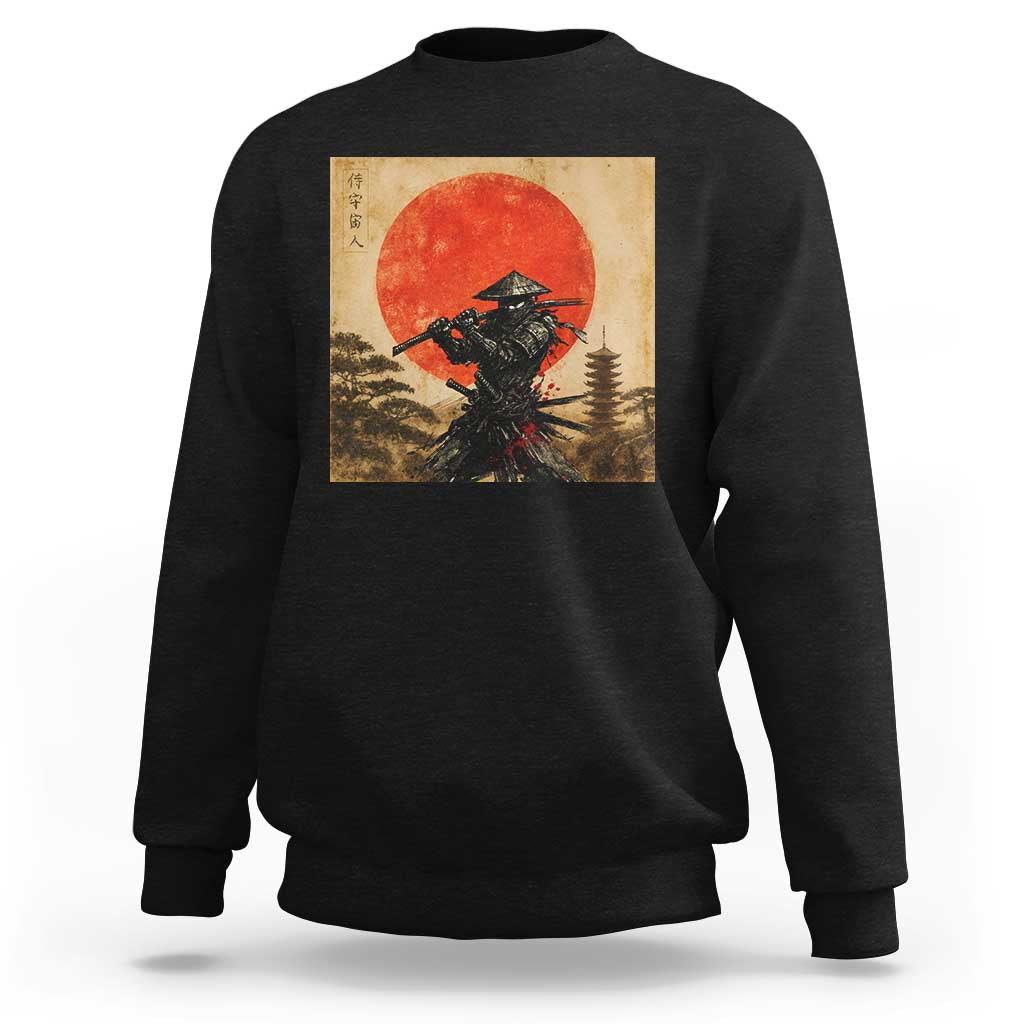 Japanese Samurai Sweatshirt Warrior With Katana Vintage Ukiyoe Style - Wonder Print Shop