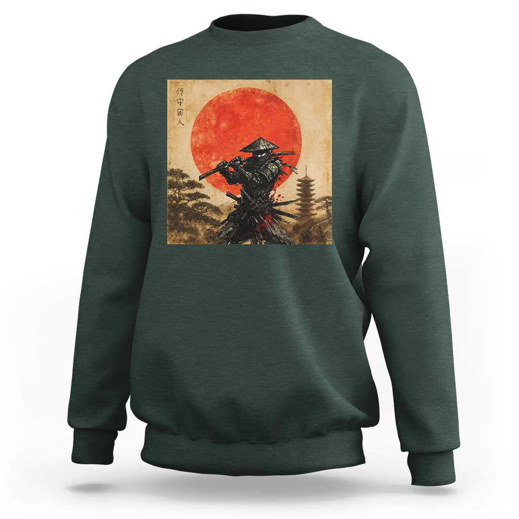 Japanese Samurai Sweatshirt Warrior With Katana Vintage Ukiyoe Style - Wonder Print Shop