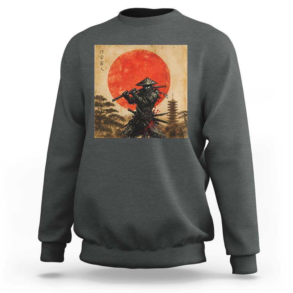 Japanese Samurai Sweatshirt Warrior With Katana Vintage Ukiyoe Style - Wonder Print Shop