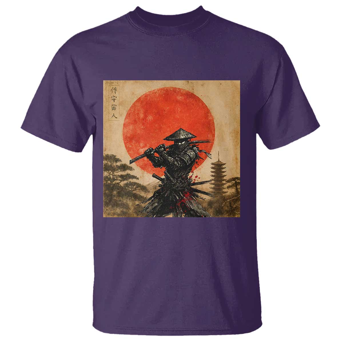 Japanese Samurai T Shirt Warrior With Katana Vintage Ukiyoe Style - Wonder Print Shop