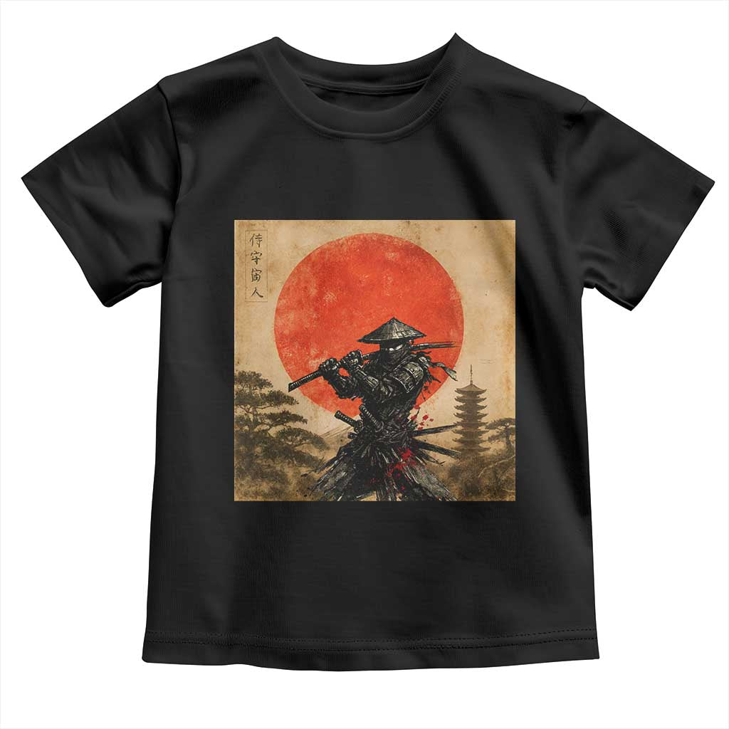 Japanese Samurai Toddler T Shirt Warrior With Katana Vintage Ukiyoe Style - Wonder Print Shop