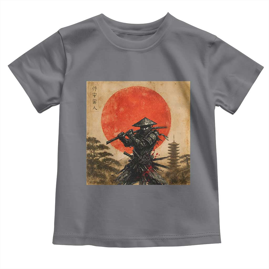 Japanese Samurai Toddler T Shirt Warrior With Katana Vintage Ukiyoe Style - Wonder Print Shop