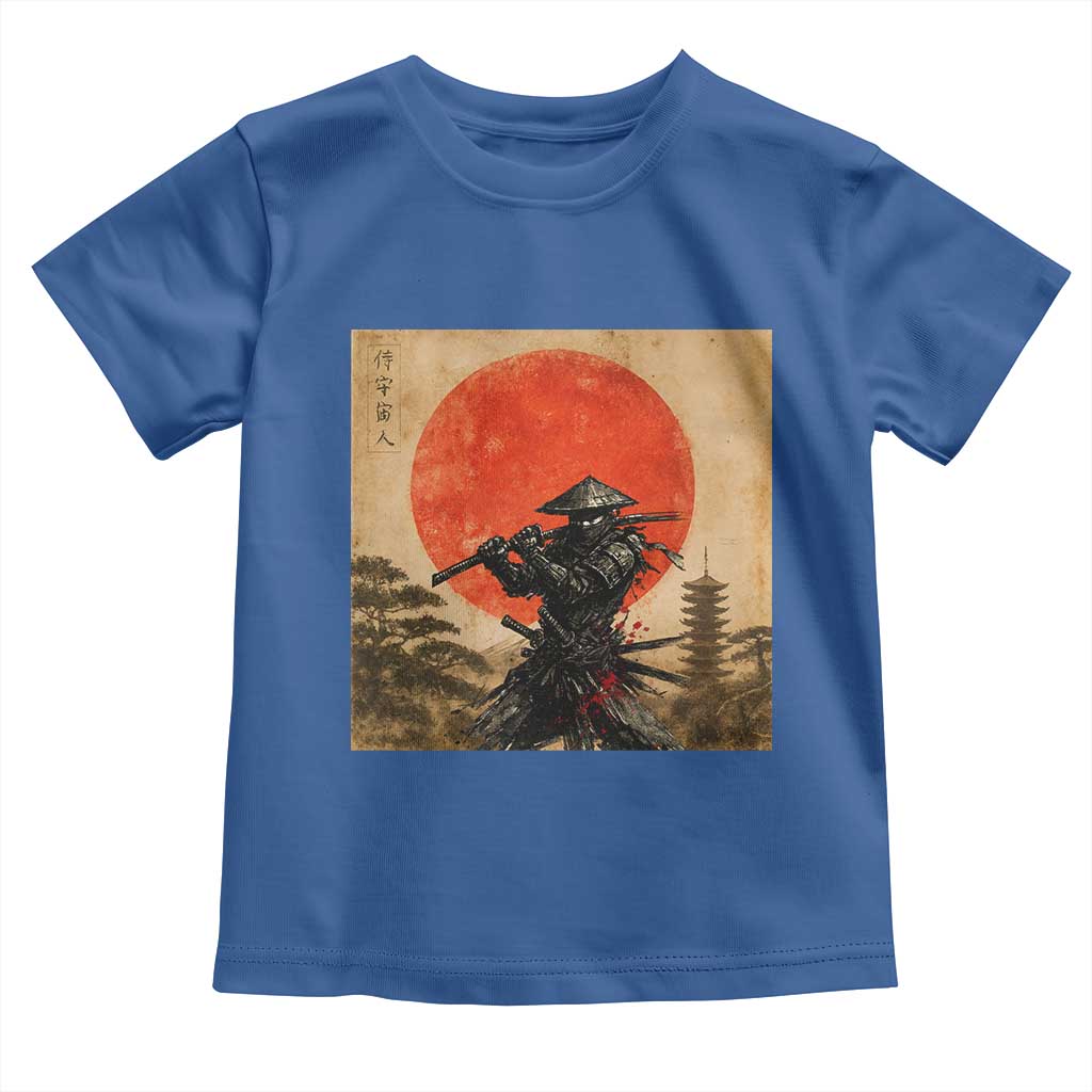 Japanese Samurai Toddler T Shirt Warrior With Katana Vintage Ukiyoe Style - Wonder Print Shop