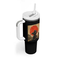 Japanese Samurai Tumbler With Handle Warrior With Katana Vintage Ukiyoe Style