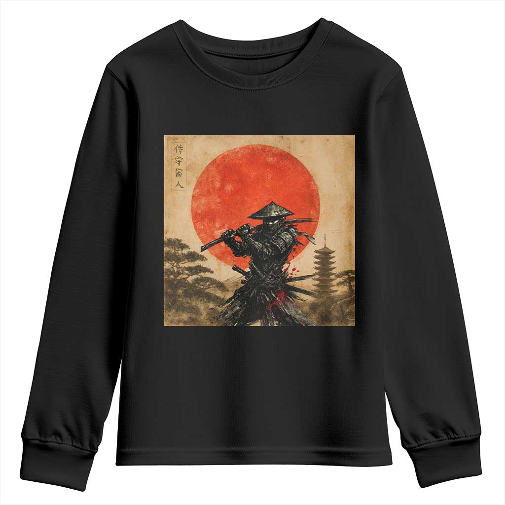 Japanese Samurai Youth Sweatshirt Warrior With Katana Vintage Ukiyoe Style - Wonder Print Shop