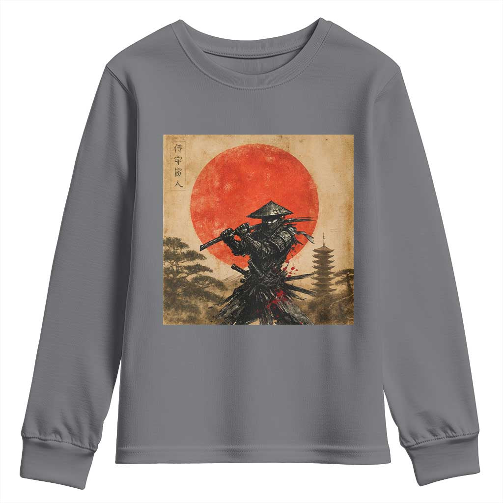 Japanese Samurai Youth Sweatshirt Warrior With Katana Vintage Ukiyoe Style - Wonder Print Shop