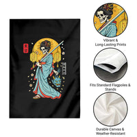 Horror Samurai Geisha Skull Garden Flag Japanese Kimono And Katana - Wonder Print Shop