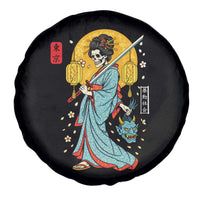 Horror Samurai Geisha Skull Spare Tire Cover Japanese Kimono And Katana - Wonder Print Shop