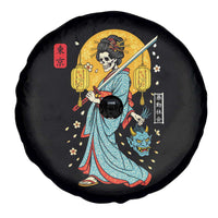 Horror Samurai Geisha Skull Spare Tire Cover Japanese Kimono And Katana - Wonder Print Shop