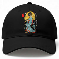 Horror Samurai Geisha Skull Baseball Cap Japanese Kimono And Katana