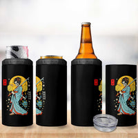Horror Samurai Geisha Skull 4 in 1 Can Cooler Tumbler Japanese Kimono And Katana
