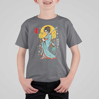Horror Samurai Geisha Skull T Shirt For Kid Japanese Kimono And Katana - Wonder Print Shop