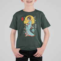 Horror Samurai Geisha Skull T Shirt For Kid Japanese Kimono And Katana - Wonder Print Shop