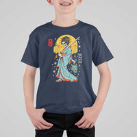 Horror Samurai Geisha Skull T Shirt For Kid Japanese Kimono And Katana - Wonder Print Shop