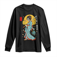 Horror Samurai Geisha Skull Long Sleeve Shirt Japanese Kimono And Katana - Wonder Print Shop