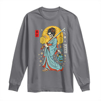 Horror Samurai Geisha Skull Long Sleeve Shirt Japanese Kimono And Katana - Wonder Print Shop