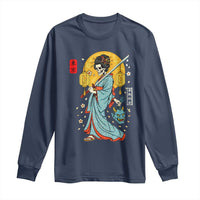 Horror Samurai Geisha Skull Long Sleeve Shirt Japanese Kimono And Katana - Wonder Print Shop