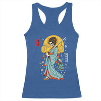 Horror Samurai Geisha Skull Racerback Tank Top Japanese Kimono And Katana - Wonder Print Shop