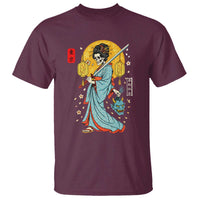Horror Samurai Geisha Skull T Shirt Japanese Kimono And Katana - Wonder Print Shop