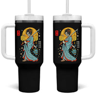 Horror Samurai Geisha Skull Tumbler With Handle Japanese Kimono And Katana