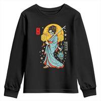 Horror Samurai Geisha Skull Youth Sweatshirt Japanese Kimono And Katana - Wonder Print Shop