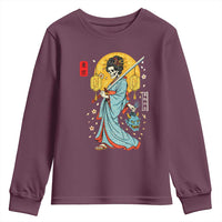 Horror Samurai Geisha Skull Youth Sweatshirt Japanese Kimono And Katana - Wonder Print Shop