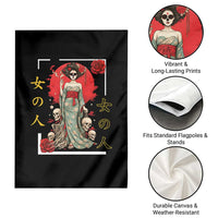 Gothic Japanese Geisha Skeleton Garden Flag Wearing Kimono - Wonder Print Shop