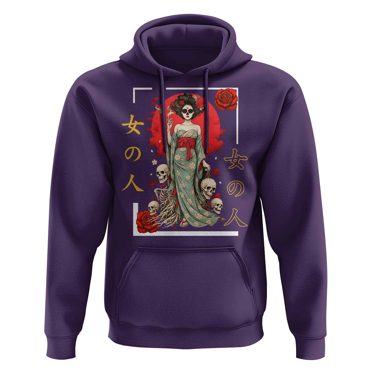 Gothic Japanese Geisha Skeleton Hoodie Wearing Kimono - Wonder Print Shop