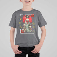 Gothic Japanese Geisha Skeleton T Shirt For Kid Wearing Kimono - Wonder Print Shop
