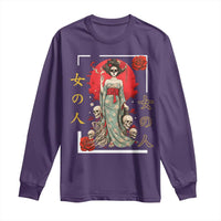 Gothic Japanese Geisha Skeleton Long Sleeve Shirt Wearing Kimono - Wonder Print Shop