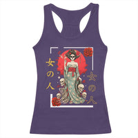 Gothic Japanese Geisha Skeleton Racerback Tank Top Wearing Kimono - Wonder Print Shop