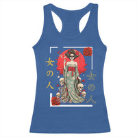 Gothic Japanese Geisha Skeleton Racerback Tank Top Wearing Kimono - Wonder Print Shop