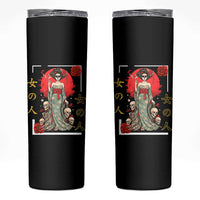 Gothic Japanese Geisha Skeleton Skinny Tumbler Wearing Kimono