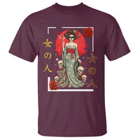 Gothic Japanese Geisha Skeleton T Shirt Wearing Kimono - Wonder Print Shop