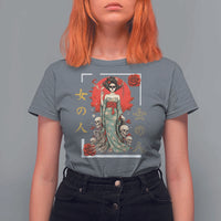 Gothic Japanese Geisha Skeleton T Shirt For Women Wearing Kimono - Wonder Print Shop