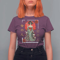 Gothic Japanese Geisha Skeleton T Shirt For Women Wearing Kimono - Wonder Print Shop