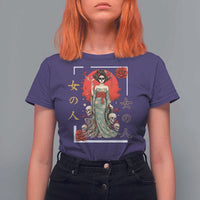 Gothic Japanese Geisha Skeleton T Shirt For Women Wearing Kimono - Wonder Print Shop