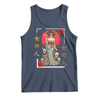Gothic Japanese Geisha Skeleton Tank Top Wearing Kimono - Wonder Print Shop