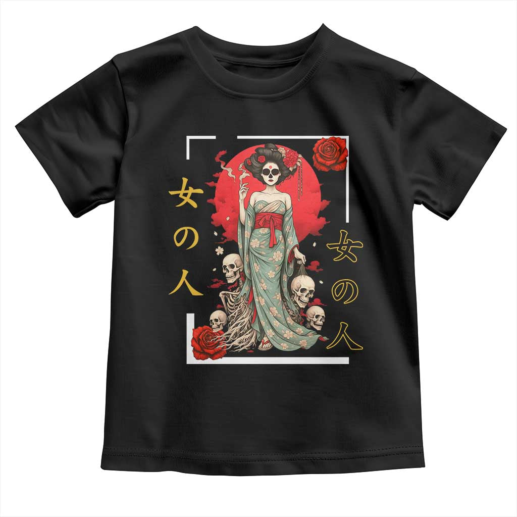 Gothic Japanese Geisha Skeleton Toddler T Shirt Wearing Kimono - Wonder Print Shop