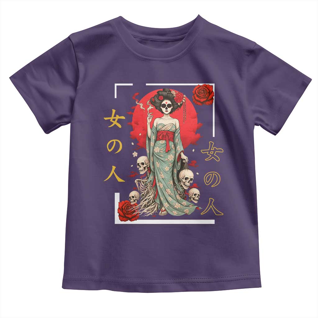 Gothic Japanese Geisha Skeleton Toddler T Shirt Wearing Kimono - Wonder Print Shop