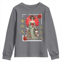 Gothic Japanese Geisha Skeleton Youth Sweatshirt Wearing Kimono - Wonder Print Shop