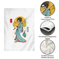 Gothic Samurai Geisha Skeleton Garden Flag Japanese Kimono And Katana - Wonder Print Shop