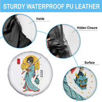 Gothic Samurai Geisha Skeleton Spare Tire Cover Japanese Kimono And Katana - Wonder Print Shop
