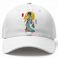 Gothic Samurai Geisha Skeleton Baseball Cap Japanese Kimono And Katana