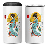 Gothic Samurai Geisha Skeleton 4 in 1 Can Cooler Tumbler Japanese Kimono And Katana