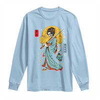 Gothic Samurai Geisha Skeleton Long Sleeve Shirt Japanese Kimono And Katana - Wonder Print Shop