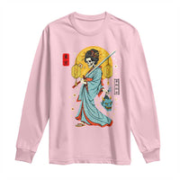 Gothic Samurai Geisha Skeleton Long Sleeve Shirt Japanese Kimono And Katana - Wonder Print Shop