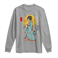Gothic Samurai Geisha Skeleton Long Sleeve Shirt Japanese Kimono And Katana - Wonder Print Shop